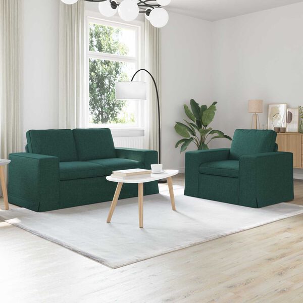 vidaXL Sofa 2 pcs Dunkelgr&uuml;n 182 x 80 x 82 cm Stoff