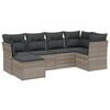 vidaXL 6-tlg. Garten-Sofagarnitur mit Kissen Hellgrau Poly Rattan