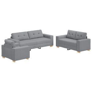 vidaXL Sofa 3 stk. Hellgrau Leinenmischgewebe