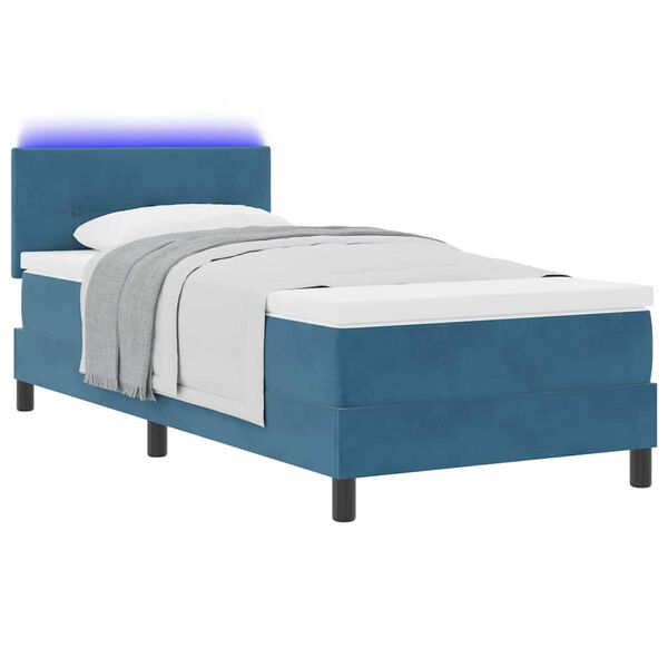 vidaXL Boxspringbett mit Kopfteil Dunkelblau 90 x 200 cm Samt