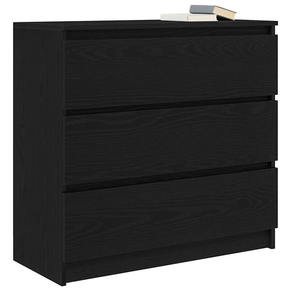 vidaXL Sideboard Schwarz Eichen-Optik 80x35x76 cm Holzwerkstoff