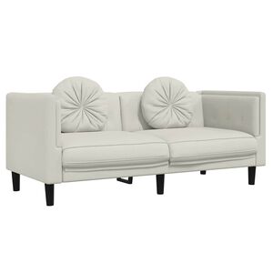 vidaXL Sofa mit Kissen 2-Sitzer Creme Samt