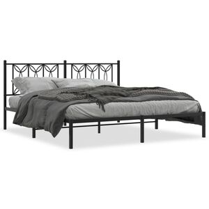 vidaXL Bettgestell mit Kopfteil Metall Schwarz 183x213 cm