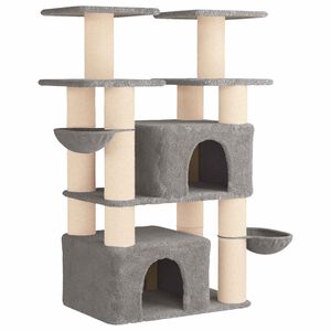 vidaXL Katzennbaum mit Sisal-Kratzs&auml;ulen 2 Stk. Hellgrau 147 cm