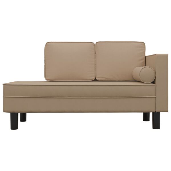 vidaXL Chaiselongue mit Kissen und Nackenrolle Cappuccino Kunstleder