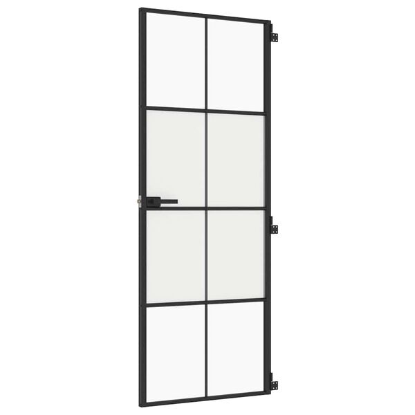 vidaXL Innent&uuml;r Schlank Schwarz 76x201,5 cm Hartglas und Aluminium