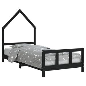 vidaXL Kinderbett Schwarz 90x190 cm Massivholz Kiefer