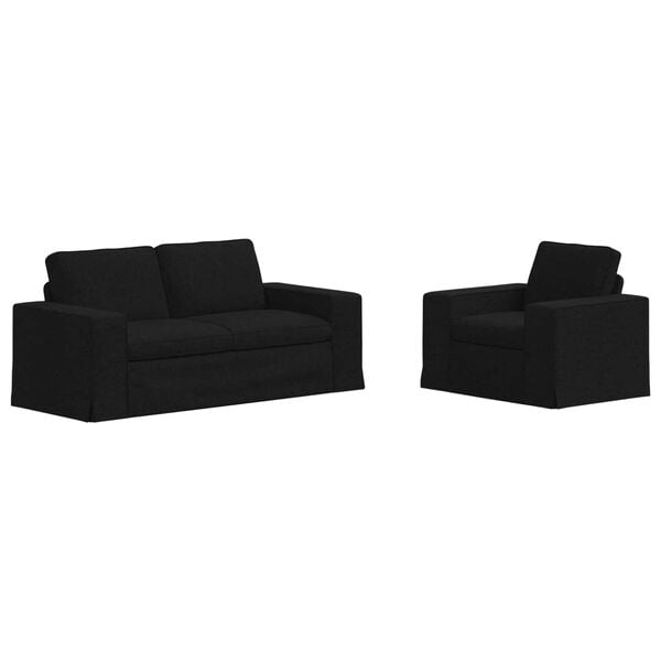 vidaXL Sofa Set 2 pcs Schwarz 182 x 80 x 82 cm Stoff