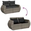 vidaXL Gartensofa 2-Sitzer mit Kissen Grau Poly Rattan