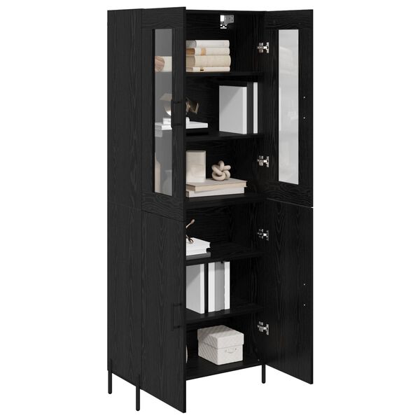 vidaXL Highboard Schwarz Eichen-Optik 69,5 x 34 x 180 cm Holzwerkstoff