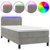 vidaXL Boxspringbett mit Matratze & LED Hellgrau 100x200 cm Samt