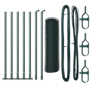 vidaXL Zaunpfosten Gr&uuml;n 10 x 0,4 m (13 mm Mesh) Stahl und PVC