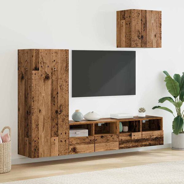 vidaXL TV-Wandger&auml;te 4 pcs Altholz Holzwerkstoff