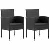 vidaXL Gartenst&uuml;hle mit Kissen in Schwarz 2 Stk. Schwarz Poly Rattan