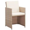 vidaXL 17-tlg. Garten-Essgruppe mit Auflagen Poly Rattan Beige