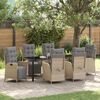 vidaXL Garten Essgruppe mit Kissen 7 pcs Beige Poly-Rattan