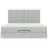 vidaXL Ottoman-Bett mit Matratzen & LEDs Hellgrau 200x200 cm Samt