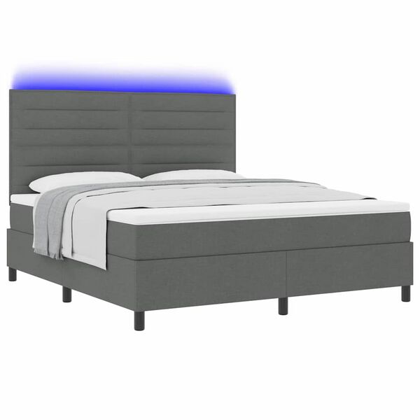 vidaXL Boxspringbett mit Matratze Dunkelgrau 180 x 200 cm Stoff