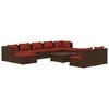 vidaXL 10-tlg. Garten-Lounge-Set mit Kissen Braun Poly Rattan
