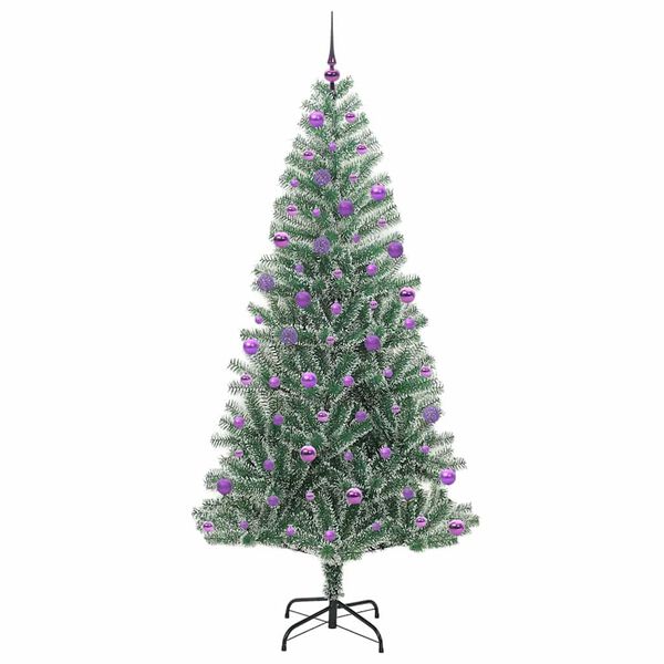 vidaXL K&uuml;nstlicher Weihnachtsbaum beschneit mit LED Licht 210 cm