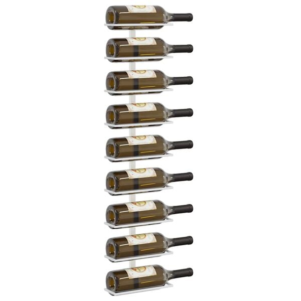 vidaXL Wand-Weinregal f&uuml;r 9 Flaschen Wei&szlig; Eisen