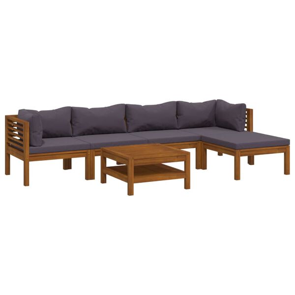 vidaXL 6-tlg. Garten-Lounge-Set mit Auflage Massivholz Akazie