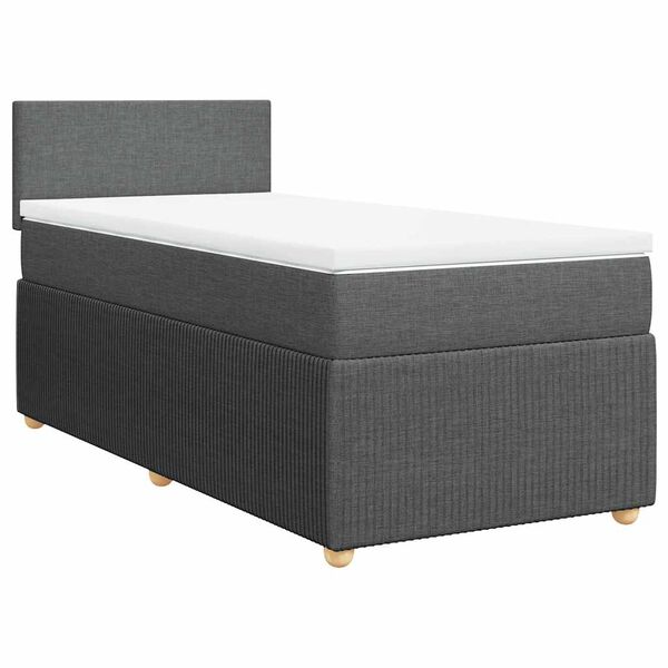 vidaXL Boxspringbett mit Matratze Dunkelgrau 80x200 cm Stoff