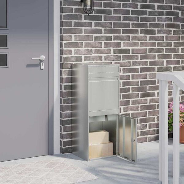 vidaXL Paketdrop-Box mit T&uuml;r Schwarz 41 x 38 x 103 cm Verzinkter Stahl