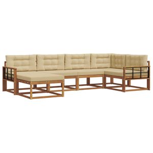 vidaXL Outdoor-Sofagarnitur mit Kissen 6 pcs Natur und Beige
