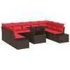 vidaXL Garten-Sofa-Set mit Kissen mit Speicher 10 pcs Braun und Rot