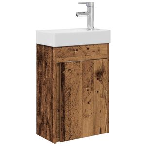 vidaXL Badezimmer Waschtischunterschrank mit Wasserhahn Altholz