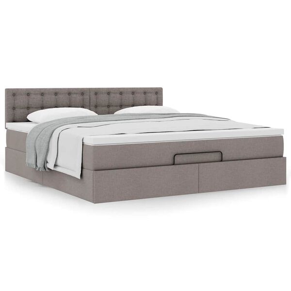 vidaXL Ottoman-Bett mit Matratze Taupe 180x200 cm Stoff