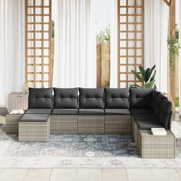 vidaXL Gartensofa-set mit Kissen 8 pcs Poly-Rattan
