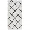 vidaXL Teppich Shaggy Hochflor Modern Creme und Schwarz 100x200 cm
