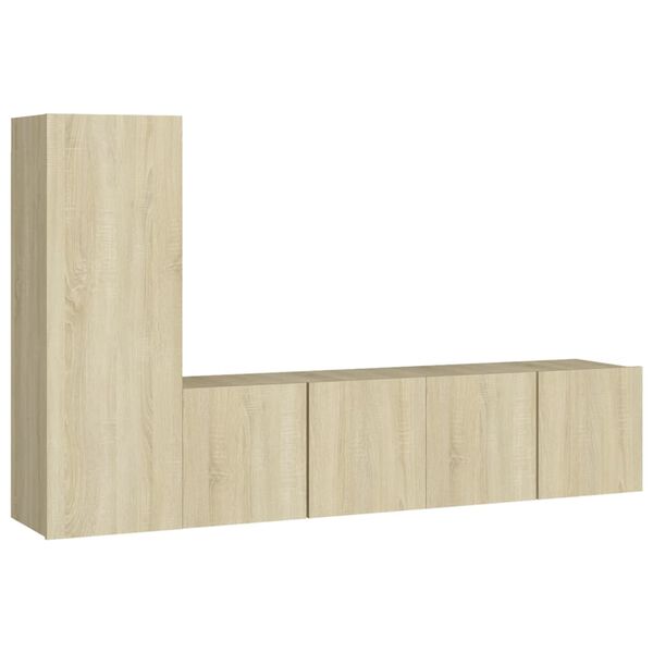 vidaXL 3-tlg. TV-Schrank-Set Sonoma-Eiche Holzwerkstoff