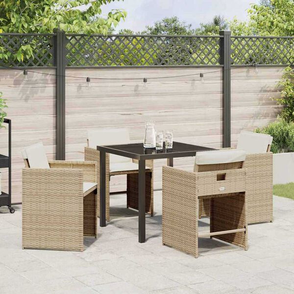 vidaXL Garten Essgruppe 5 pcs Beige Poly-Rattan