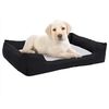 vidaXL Hundebett Schwarz-Wei&szlig; 110,5x80,5x26 cm Fleece Leinenoptik