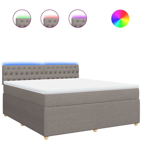 vidaXL Boxspringbett mit Matratze Taupe 180x200 cm Stoff