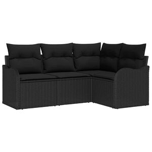 vidaXL Gartensofa-set 4 stk. Schwarz Poly-Rattan