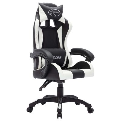 vidaXL Gaming-Stuhl mit RGB LED-Leuchten Weiß und Schwarz Kunstleder