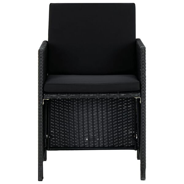 vidaXL 9-tlg. Garten-Essgruppe mit Auflagen Poly Rattan Schwarz