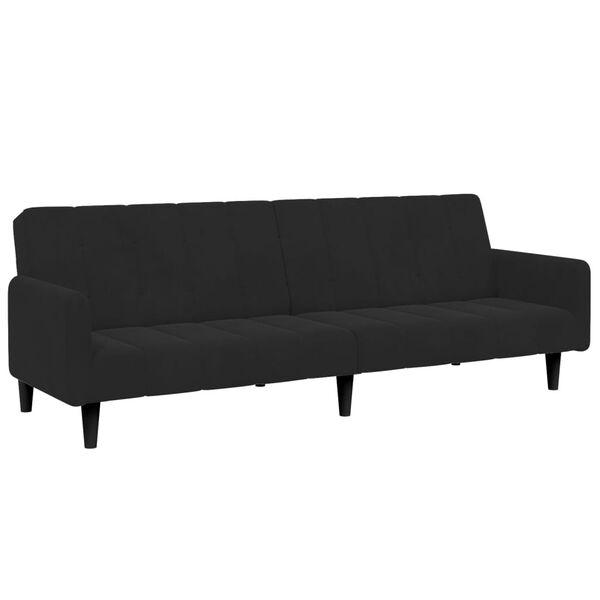 vidaXL Schlafsofa 2-Sitzer mit Fu&szlig;hocker Schwarz Samt