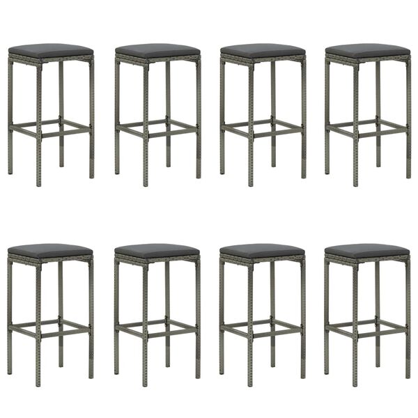 vidaXL 9-tlg. Gartenbar-Set mit Kissen Poly Rattan Grau