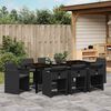 vidaXL Garten Essgruppe mit Kissen 9 pcs Schwarz Poly-Rattan
