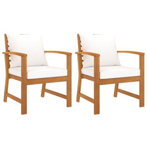 vidaXL Gartenst&uuml;hle 2 Stk. mit Creme Kissen Massivholz Akazie