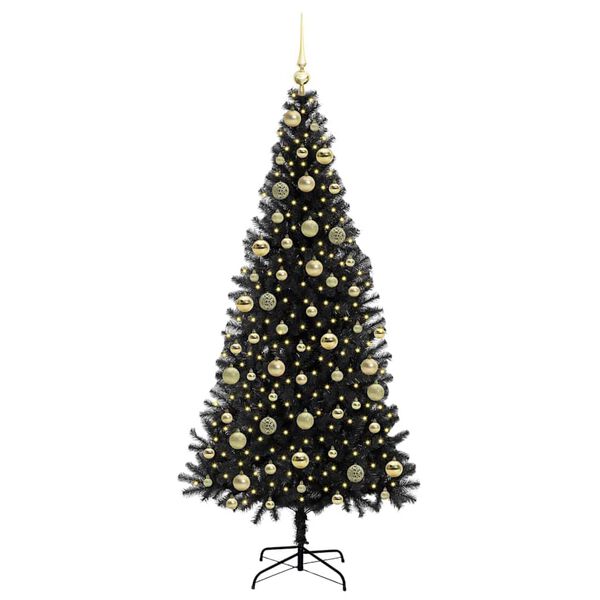 vidaXL Weihnachtsbaum mit 300 LEDs mit St&auml;nder Schwarz 210 cm PVC