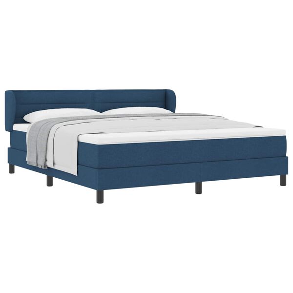vidaXL Boxspringbett mit Matratze mit Kopfteil Blau 180 x 200 cm Stoff