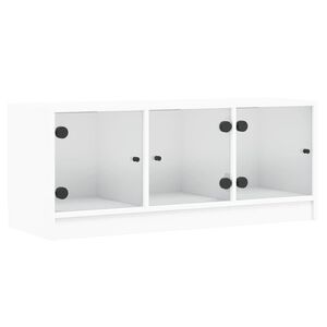 vidaXL TV-Schrank mit Glast&uuml;ren Wei&szlig; 102x37x42 cm