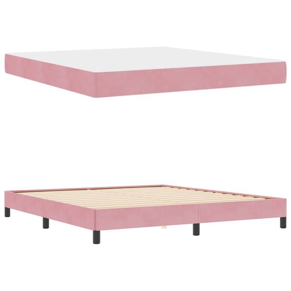 vidaXL Boxspringbett mit Matratze Rosa 180 x 210 cm Stoff
