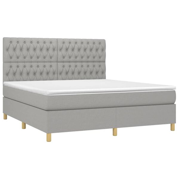 vidaXL Boxspringbett mit Matratze Hellgrau 180x200 cm Stoff